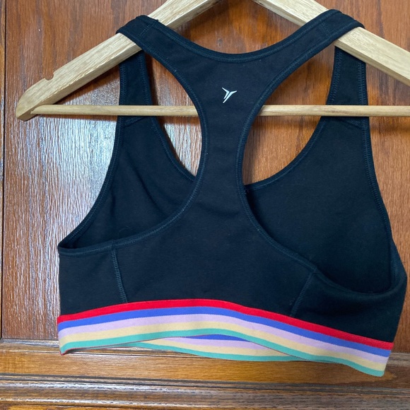 MUST GO Black with Multi colour stripe racerback sports bra Old Navy Active - Picture 2 of 3